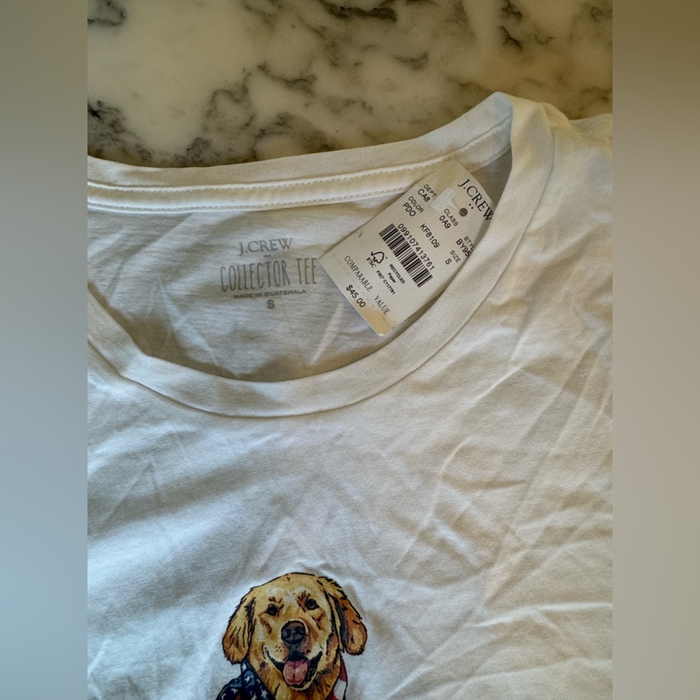 NWT J.Crew Patriotic Dog Graphic Collector Tee Size Small - Picture 4 of 6